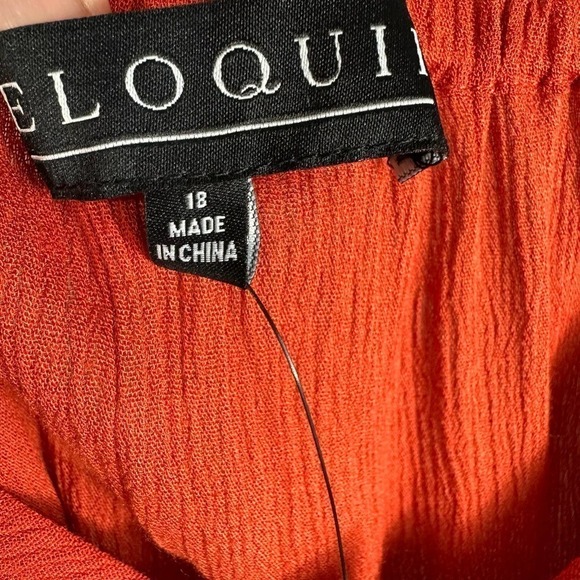 Eloquii Halter Square Neck Long Sleeve Top Size 18 Burnt Orange - Picture 10 of 14